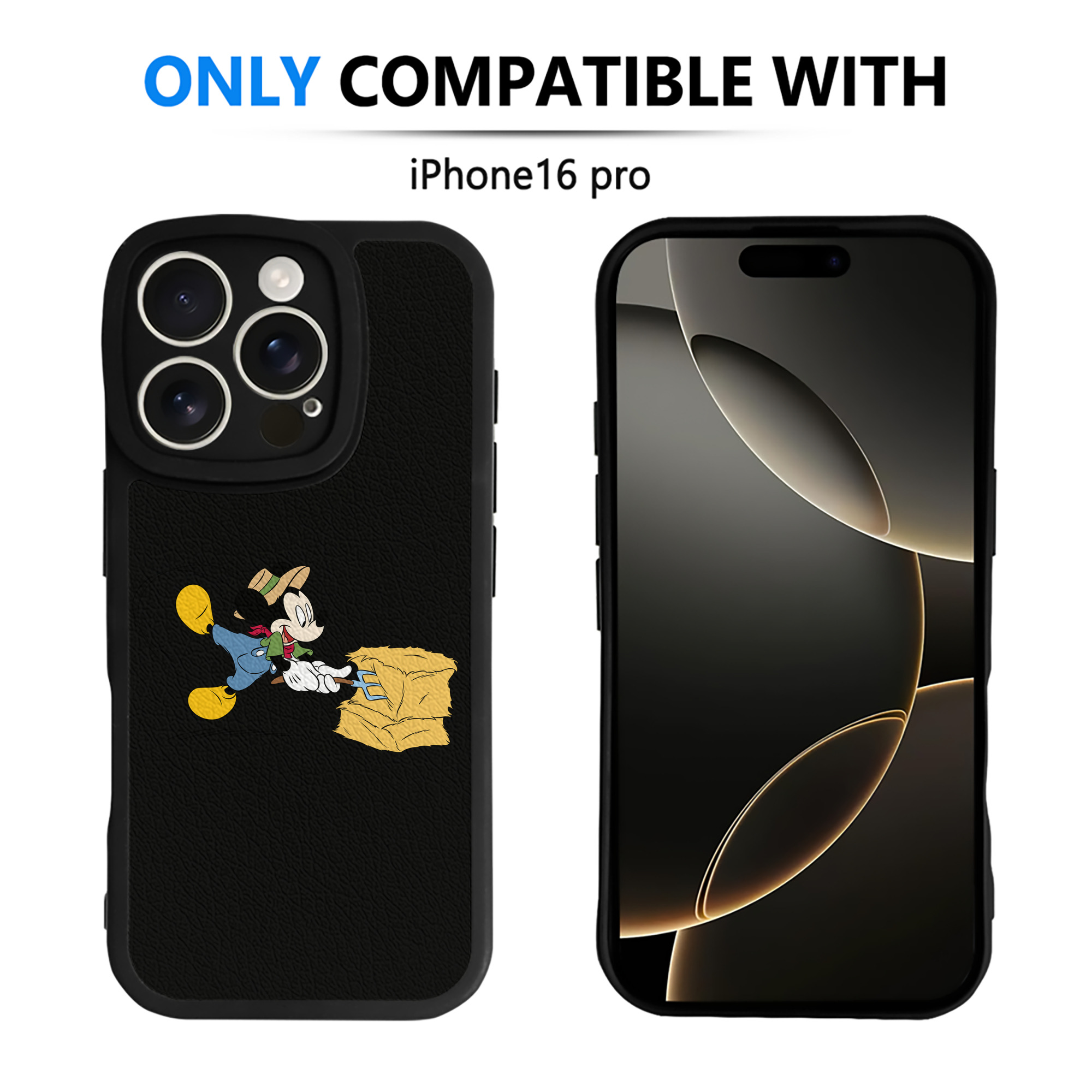 （画像用） ミッキーマウス Mickey Mouse 【iPhone 16シリーズ対応】シリコンスマホケース（レザー調） 材質：シリコン